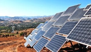 solar panels over valley (solar cells concept)