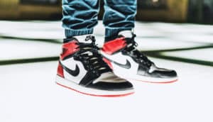 sneakers on light-up floor (bipedal walking concept)