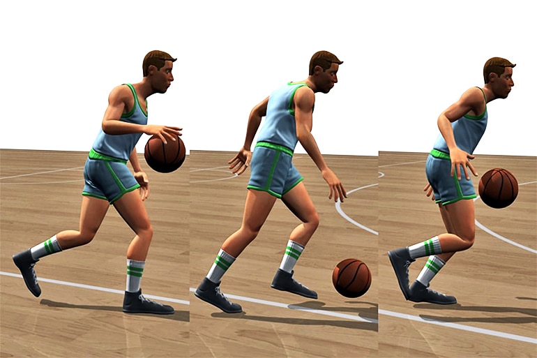 digital basketball player dribbling