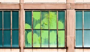 green paint splattered on window - dust lead levels