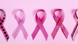 pink ribbons in a row (breast cancer concept)