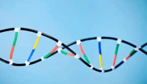 DNA model on blue (bacteria concept)