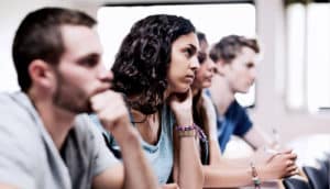 students in lecture (questions concept)