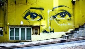 eyes on a yellow wall (sensors concept)