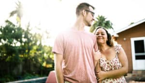 man and woman outside - happy couple