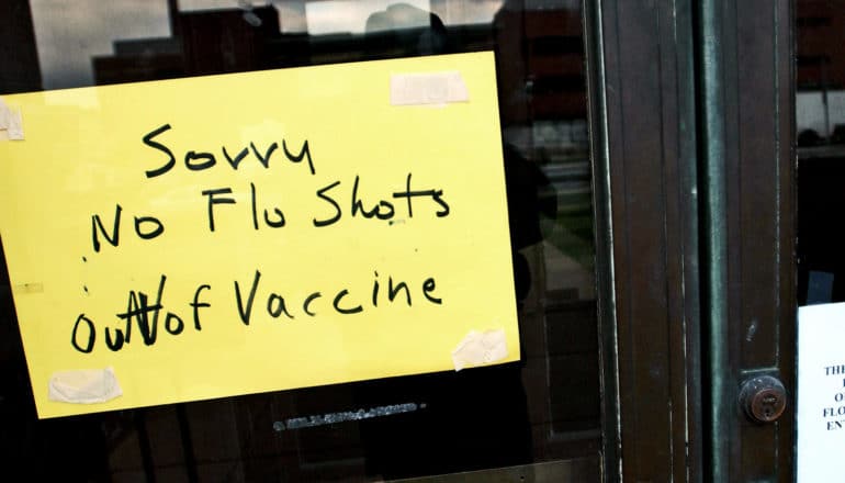 no flu shots sign (flu concept)