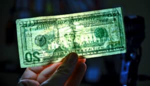 backlit $20 bill