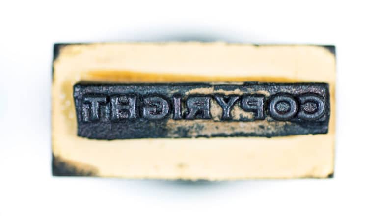 copyright stamp on white