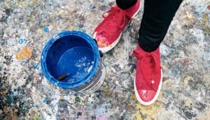 paint splatter red shoes (liquid droplets concept)