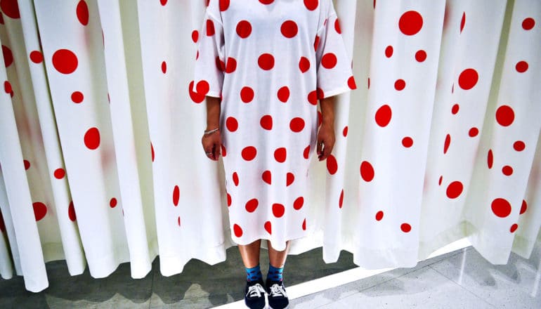 person in polka dots (microbiome concept)