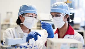 two researchers in lab