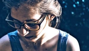 teen girl looking down