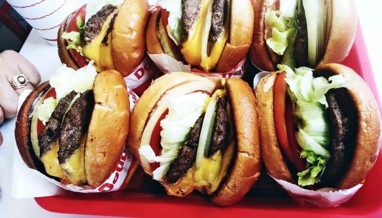 6 In-and-Out Burgers (overeating concept)