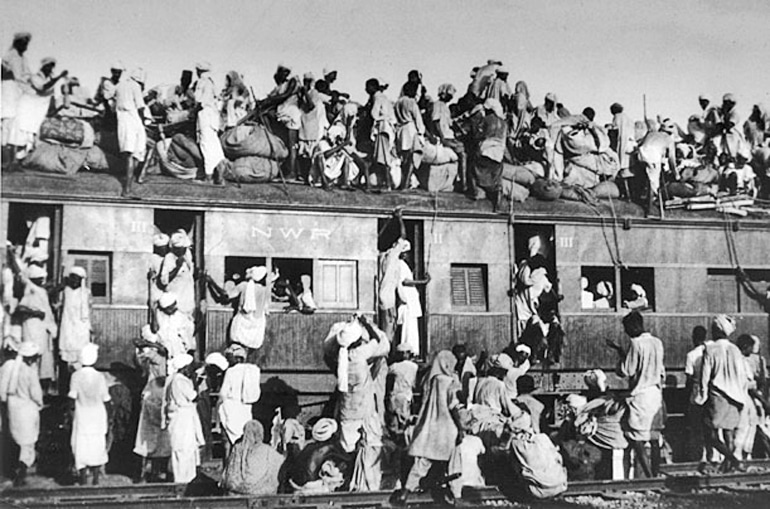 refugees board train in punjab during partition