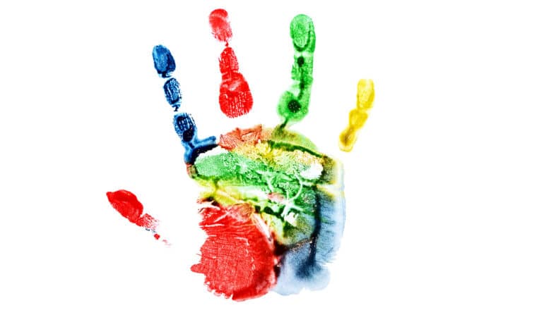colorful handprint (proteins concept)