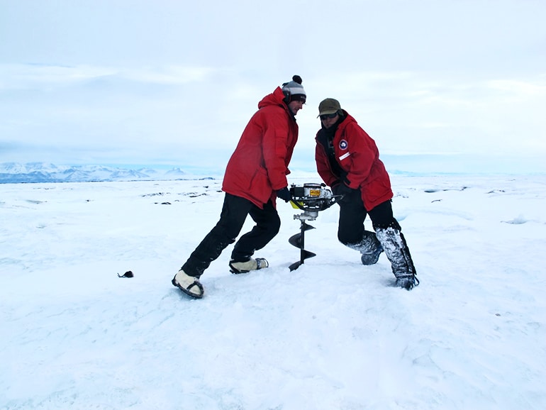 drilling into ice