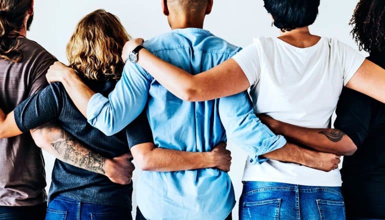 friends posing for photo (human networks concept)