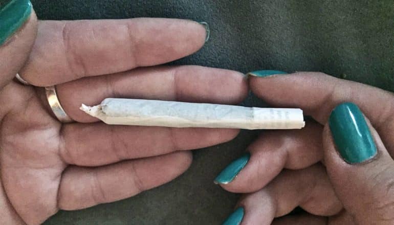 holding joint (cannabis during pregnancy concept)
