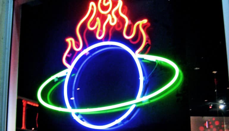 hot Saturn neon sign