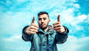 man giving two thumbs up