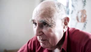 older man with red shirt (Alzheimer's disease concept)