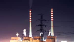 thermoelectric power plant at night
