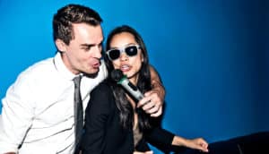 two people singing karaoke