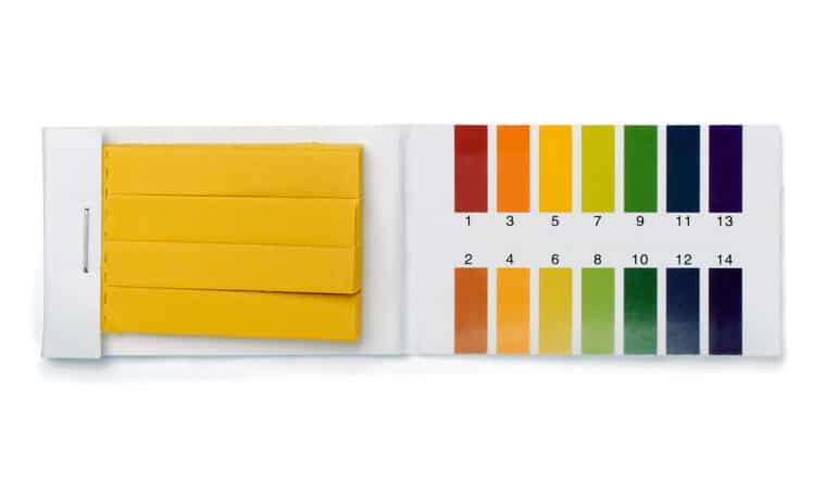 pH test stripes on white