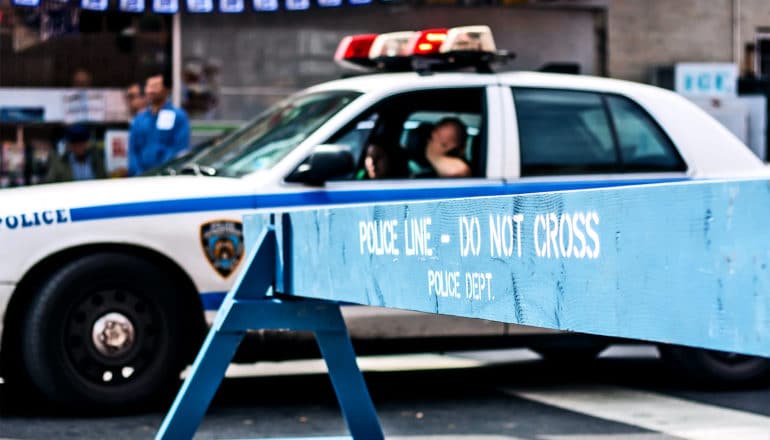 police barricade on street