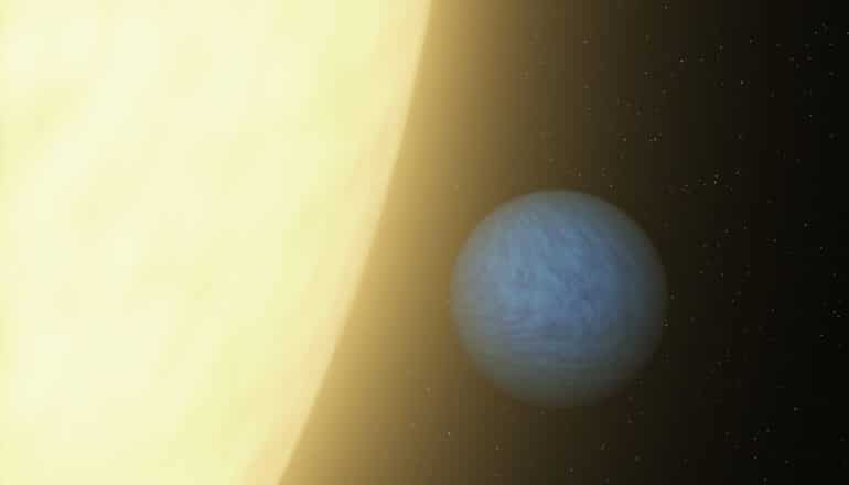 star and small blue planet - super-Earths