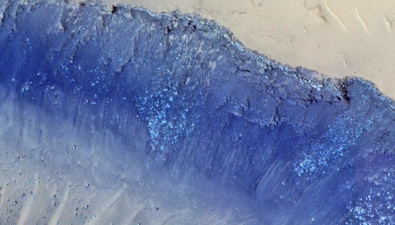 blue landslide on Mars