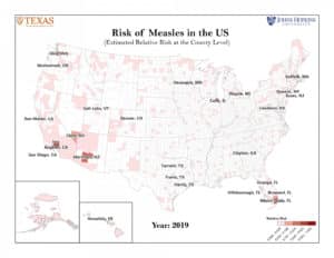 map of measles outbreak risk by US county