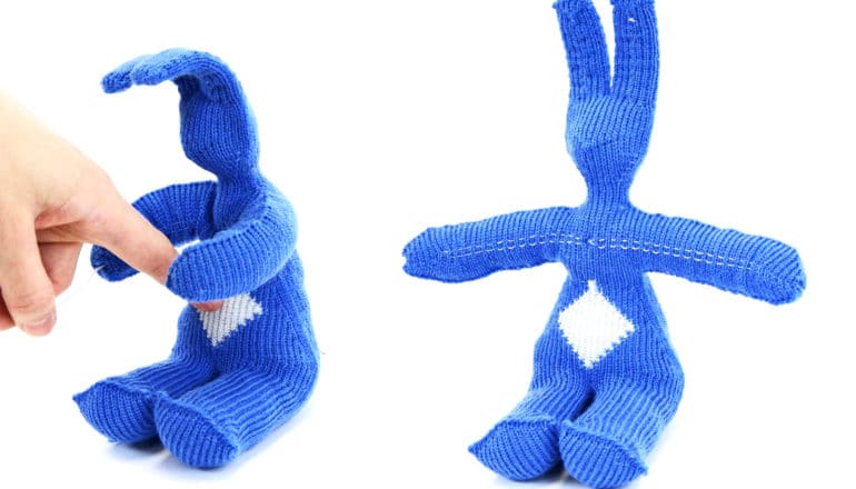 plushy knit toy with tendons