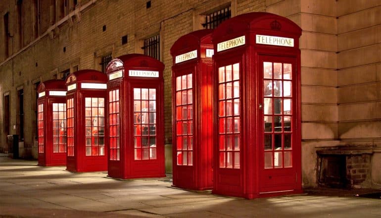telephone booths in a row (staphylococci concept)