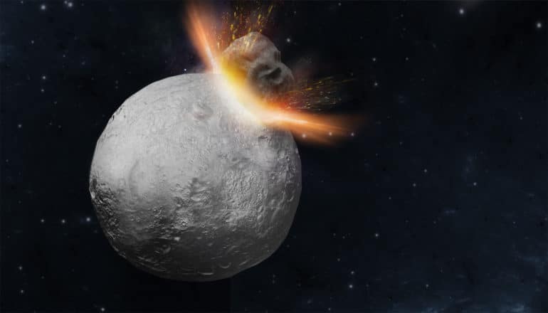 meteorites - rock hits asteroid Vesta