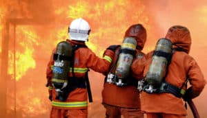 firefighters fighting fire (Alzheimer's concept)