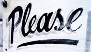 the word "please" in cursive - politeness bias