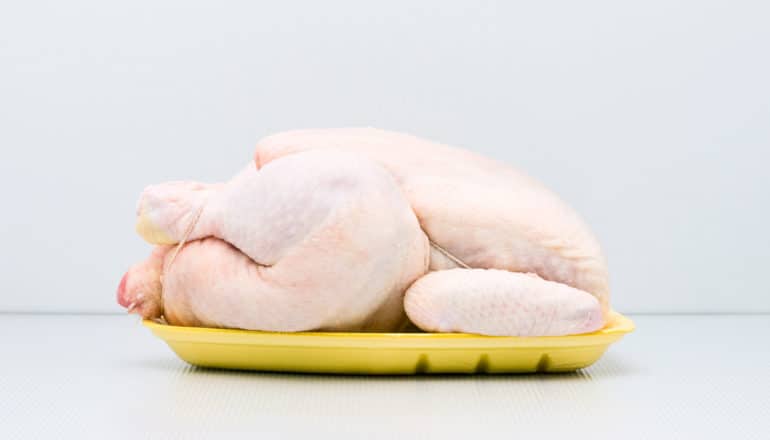 raw chicken on tray - food borne illness