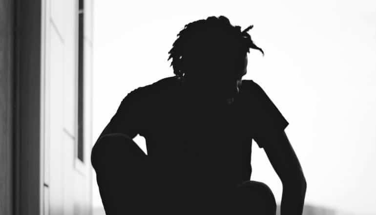 young man in silhouette
