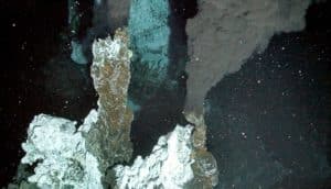 iron-rich fluid gushes from a hydrothermal vent