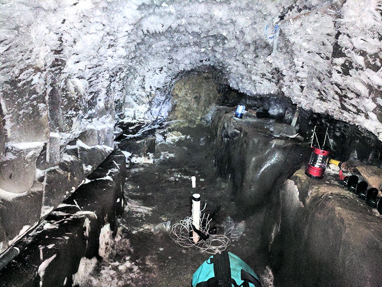 An image of the interior of the tunnel at the research site in Alaska.