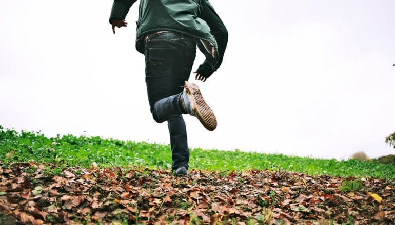 man running away