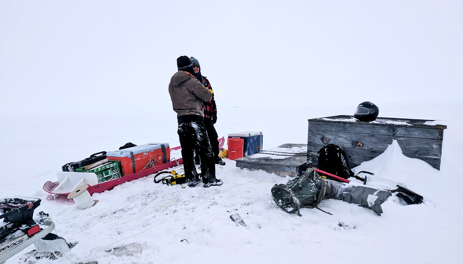 Researchers near the entrance to the tunnel