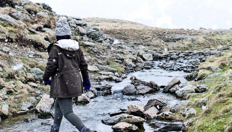 rocky stream in the snow