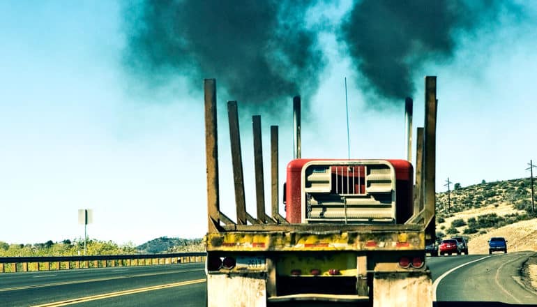 truck exhaust on highway (methanol concept)