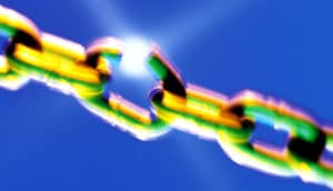 implicit bias - broken link in chain on blue