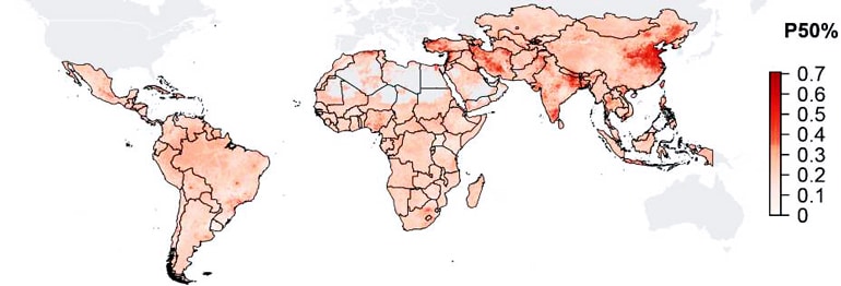 The map shows widespread antibacterial drug resistance, particularly severe in India and China