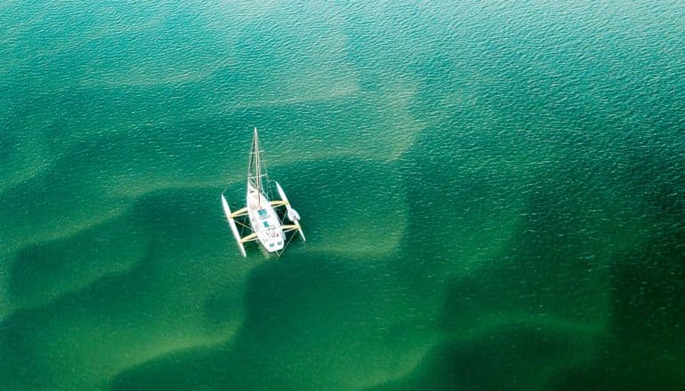 boat on shallow ocean water