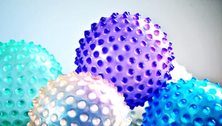 translucent rubber balls with nubs