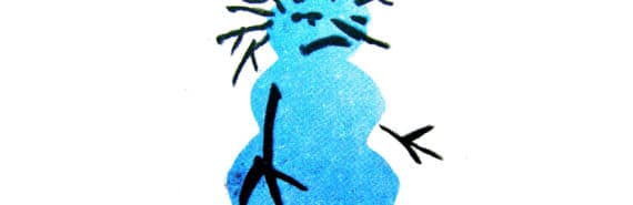 grumpy blue snowman illustration
